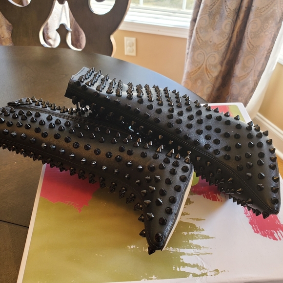 Black Spike Stiletto Booties - Picture 2 of 4